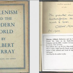 Hellenism and the Modern World (Inscribed by Gilbert Murray)