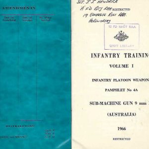 Infantry training Volume I. Infantry Platoon Weapons Pamphlet No 4A. Sub-Machine Gun 9 mm F1 (Australia) 1966