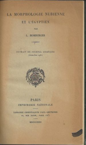 La morphologie nubienne et l'egyptien