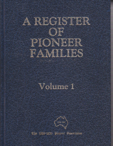 REGISTER OF PIONEER FAMILIES, A : Volume 1