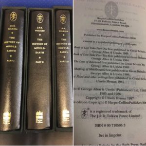 The History of Middle Earth, Part 1, 2 & 3 Limited Deluxe Editions in Publisher’s Slipcases