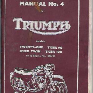 Triumph Instruction Manual No. 4 ( Four ) for Twenty One (3TA) – Speed Twin (5TA) – Tiger 100 (T100A) up to and including 1963