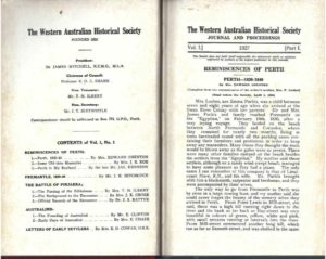 EARLY DAYS. Journal and Proceedings of the Royal Western Australian Historical Society. (Inc.) Volume 1 1927-1931