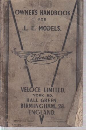 Velocette L. E.  Owner's Handbook 1952 Veloce Ltd Original Vintage L.E. Collectable